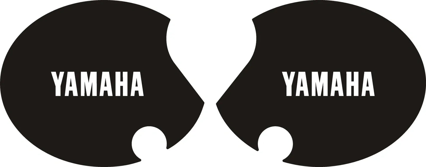 Side Cover Decal Set 'YAMAHA' - White Lettering - Black Background - XT500 '80-