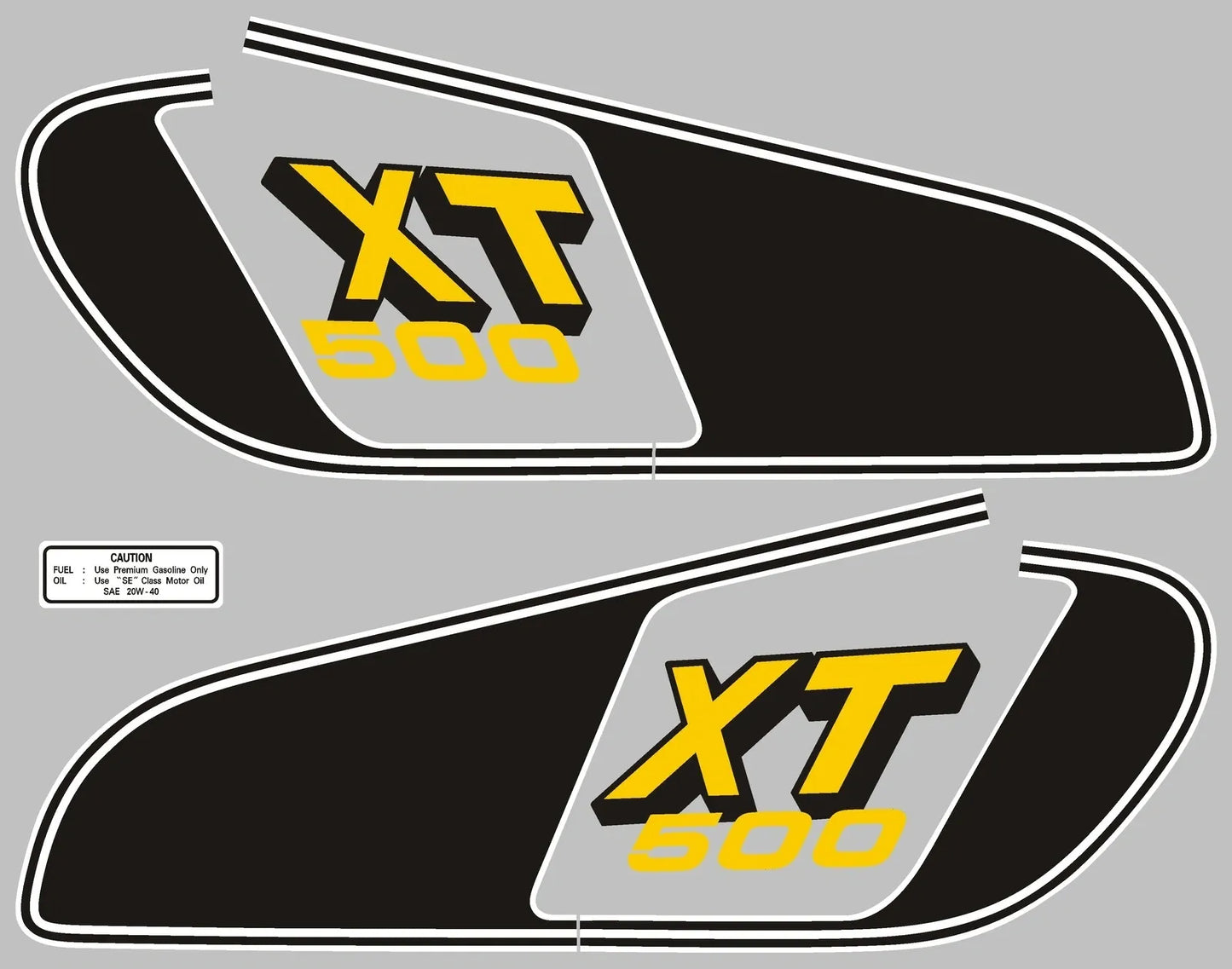 Fuel Tank Decal Set - 1979 - Black Yellow - XT500