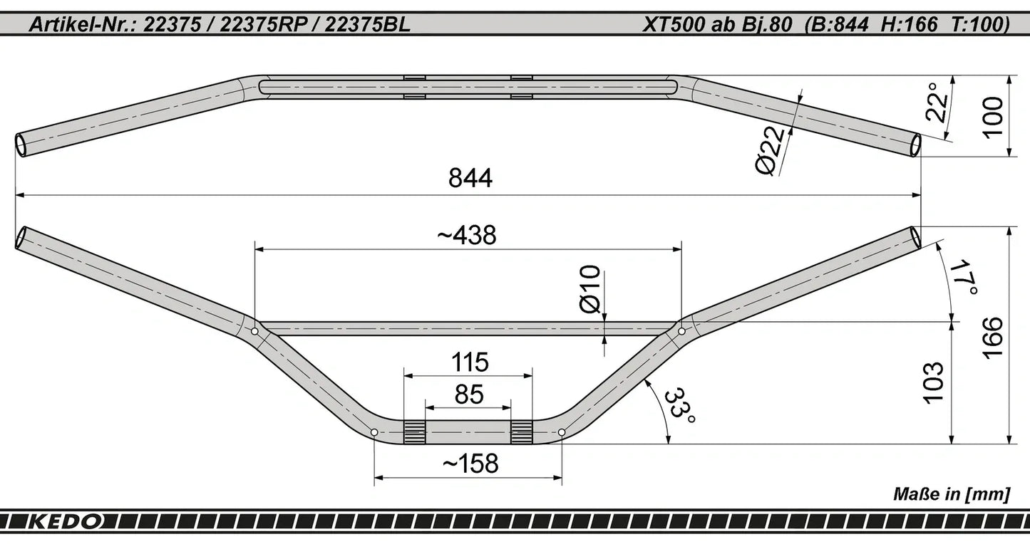 Replica Handlebar - Chrome Plated - XT250 XT500