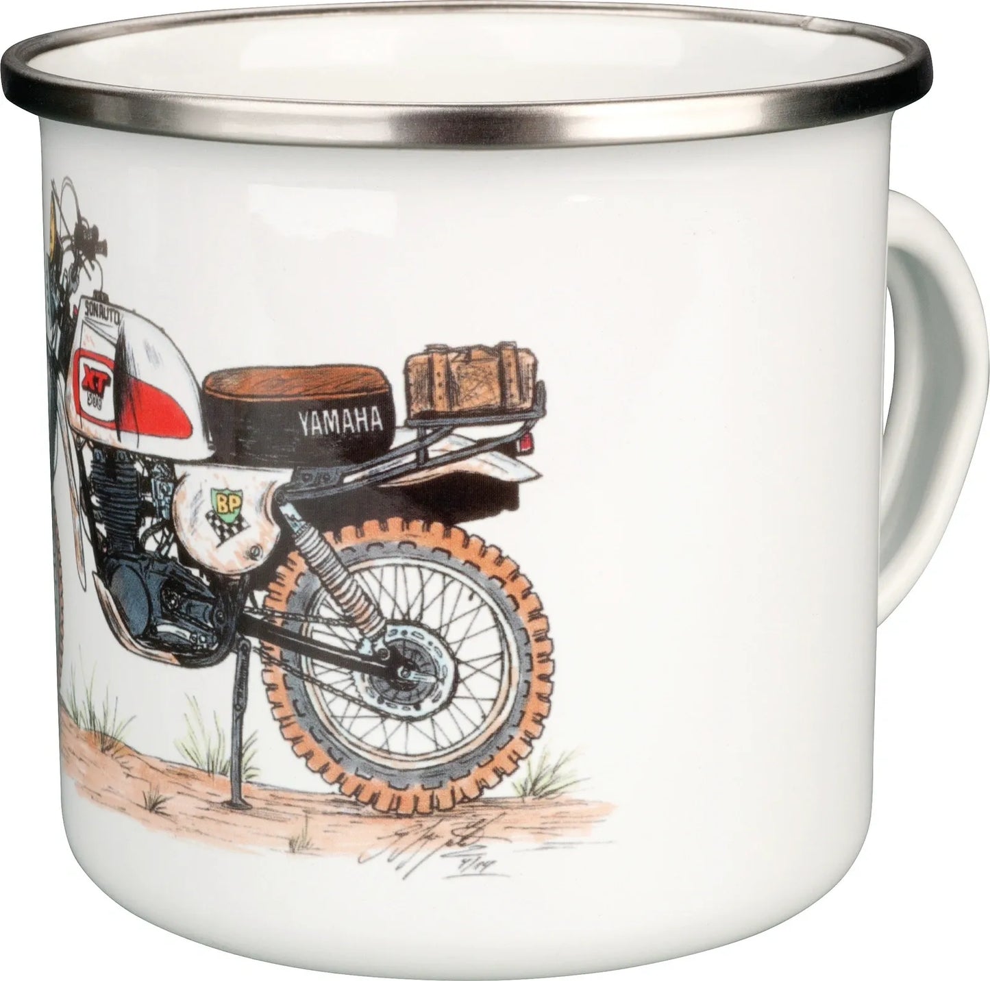 Nostalgia Mug 'XT500 Paris-Dakar' - in Gift Box - Enamel with Metal Rim - XT500 TT500 SR500 Universal