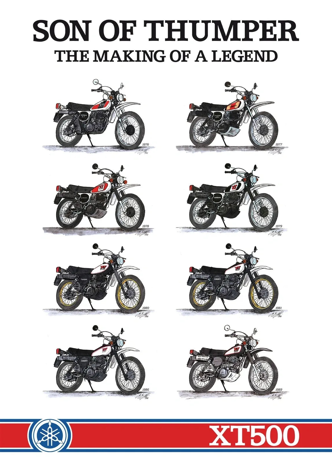 40 Years XT500 Poster 'Son of Thumper' - Size 50 x 70cm - Upright Format, 4c Digital Print On High Gloss Paper - XT500 TT500 Universal