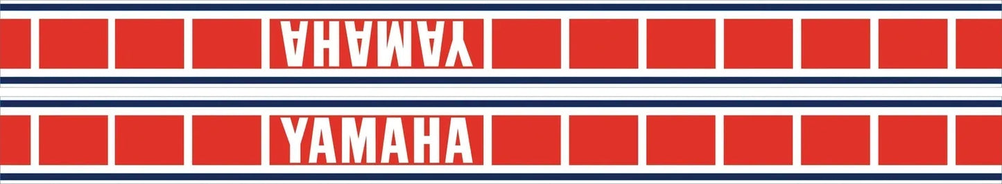 YAMAHA Vintage Race Fuel Tank Decal Set - Complete (RH/LH) Red/Blue on White - Various YAMAHA