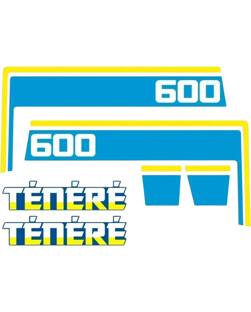 Fuel Tank Decal Set - Blue/Yellow/White, 6-pieces for LH/RH - XT600Z