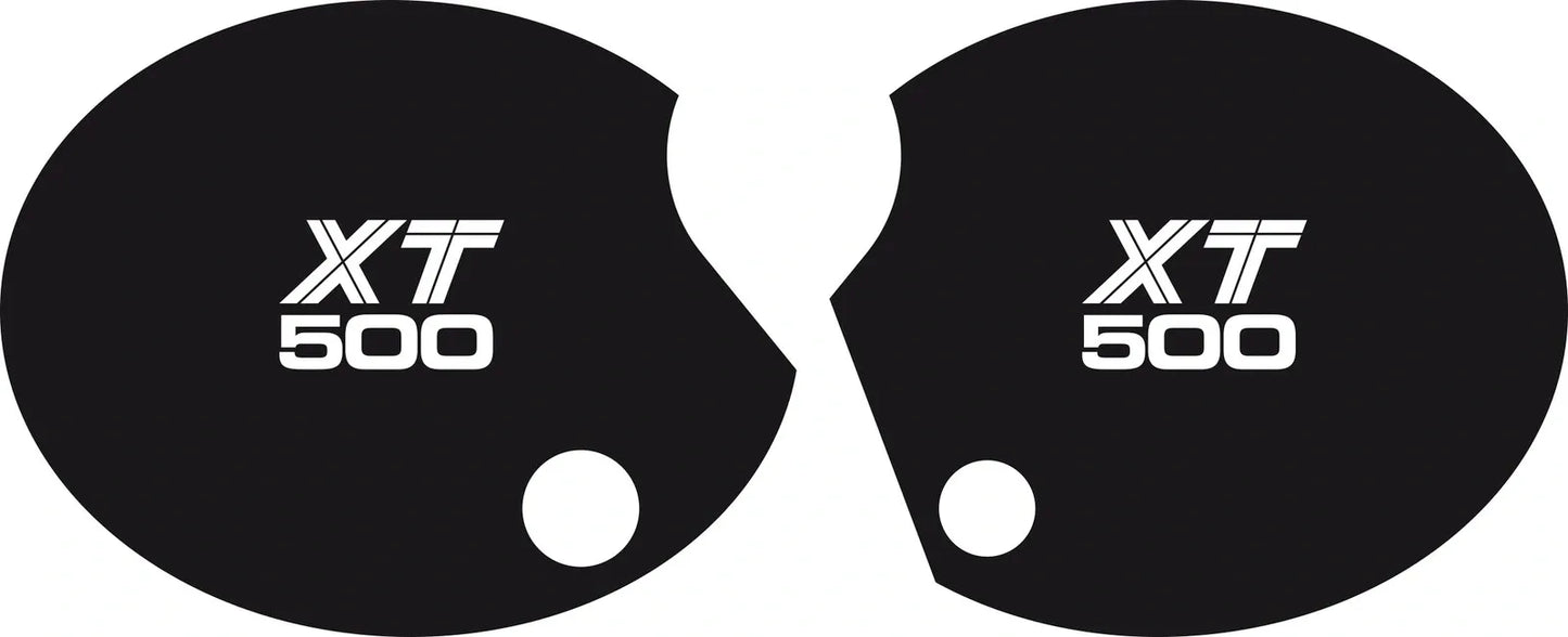 Side Cover Decal Set 'XT500' - White Lettering - Black Background - XT500 '80-