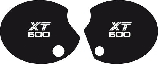 Side Cover Decal Set 'XT500' - White Lettering - Black Background - XT500 '80-