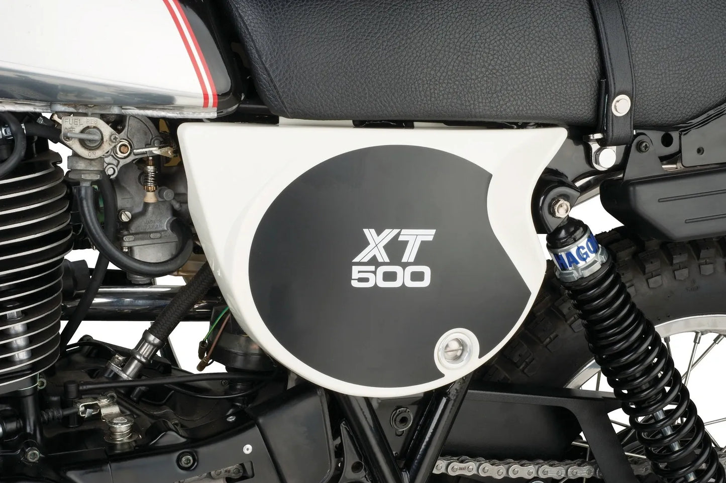 Side Cover Decal Set 'XT500' - White Lettering - Black Background - XT500 '80