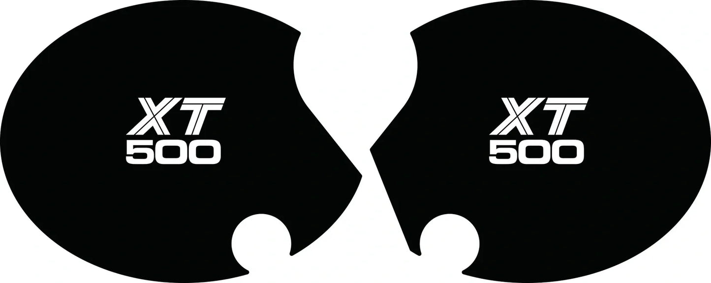Side Cover Decal Set 'XT500' - White Lettering - Black Background - XT500 '80