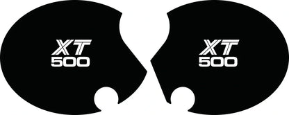 Side Cover Decal Set 'XT500' - White Lettering - Black Background - XT500 '80