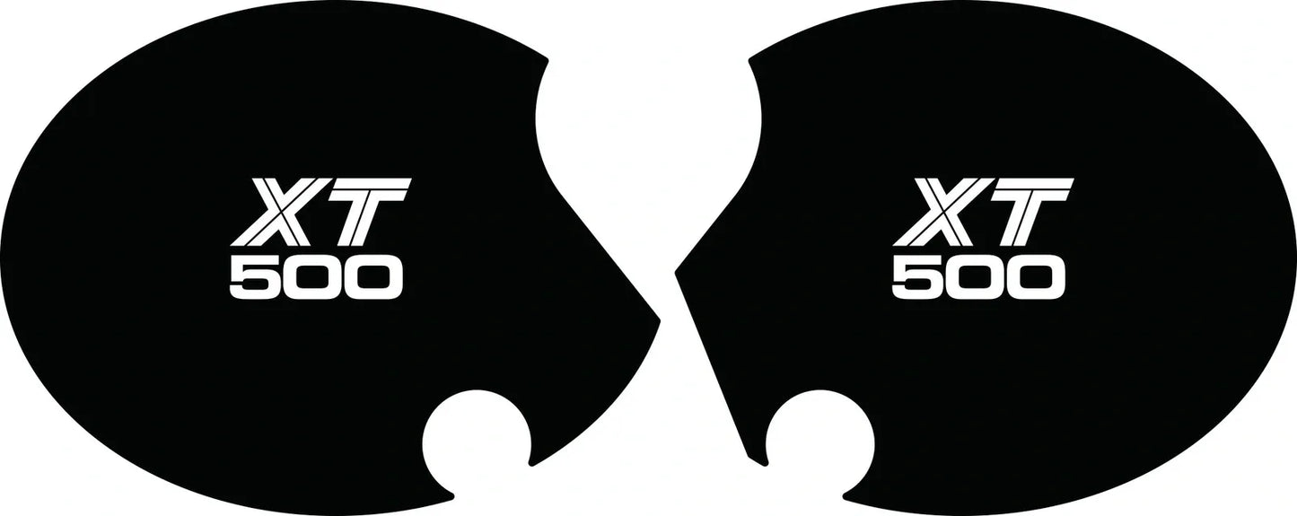 Side Cover Decal Set 'XT500' - White Lettering - Black Background - XT500 '80