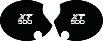 Side Cover Decal Set 'XT500' - White Lettering - Black Background - XT500 '80