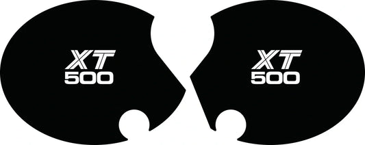 Side Cover Decal Set 'XT500' - White Lettering - Black Background - XT500 '80