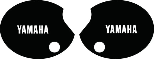 Side Cover Decal Set 'YAMAHA' - White Lettering - Black Background - XT500 -'79 TT500 -'78