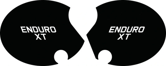 Side Cover Decal Set 'ENDURO XT' - White Lettering - Black Background - XT500 '80-