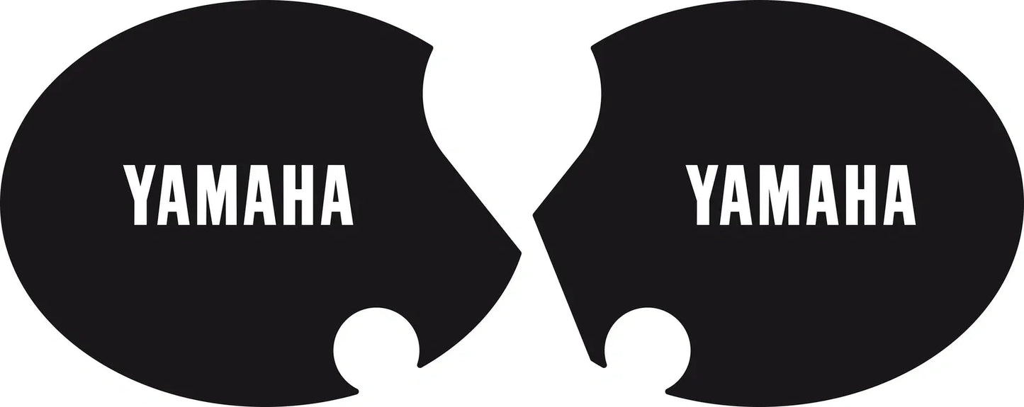 Side Cover Decal Set 'YAMAHA' - Black Background - White Lettering - XT500 '80-