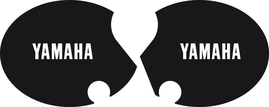 Side Cover Decal Set 'YAMAHA' - Black Background - White Lettering - XT500 '80-