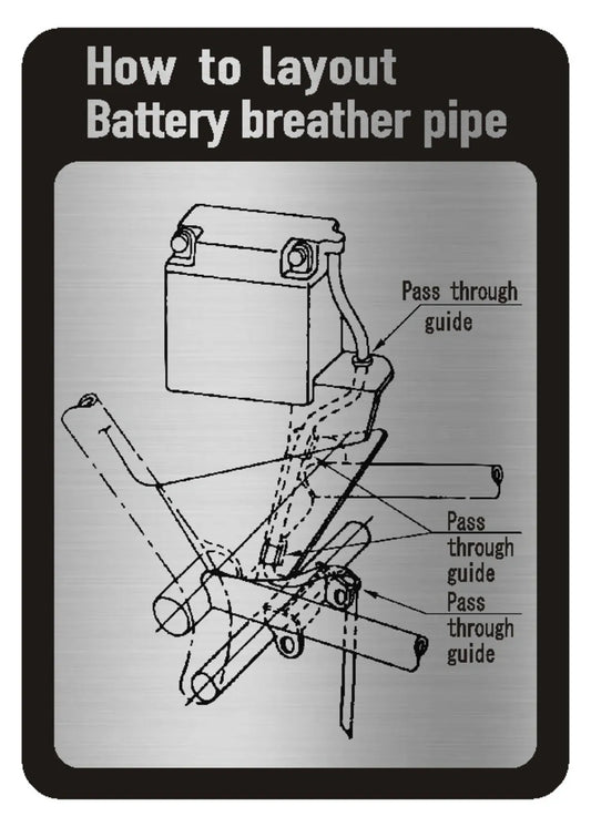 Information Decal/Sticker - Routing Battery Breather Hose - XT250