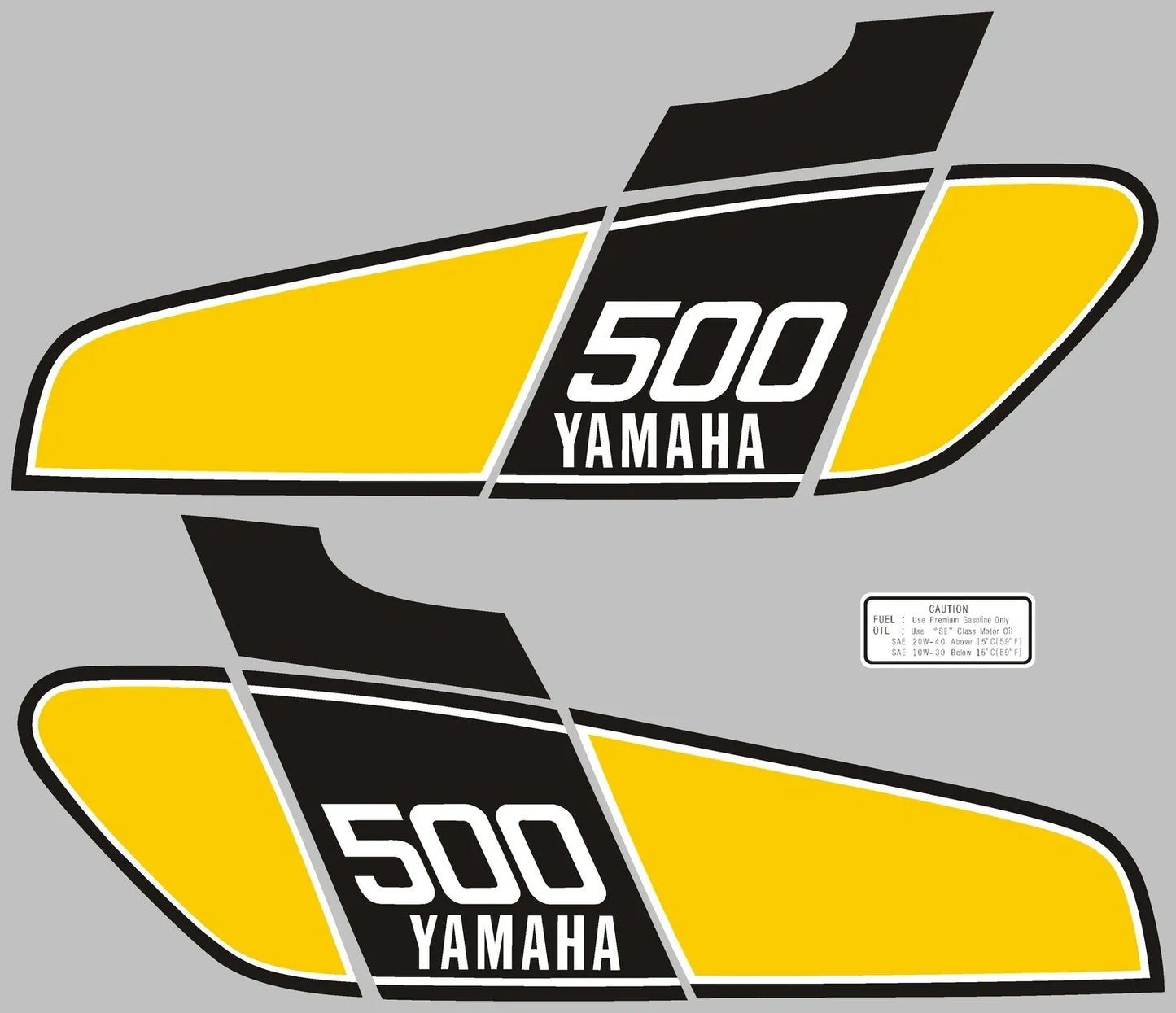 Fuel Tank Decal Set - 1976 1977 1978 1979 - Black Yellow - XT500