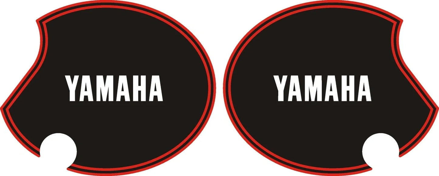 Side Cover Decal Set 'YAMAHA' - White Lettering - Glossy Black/Red Stripes - TT-Style Side Covers or XT500 '80-