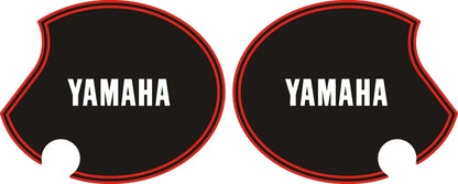 Side Cover Decal Set 'YAMAHA' - White Lettering - Glossy Black/Red Stripes - TT-Style Side Covers or XT500 '80-