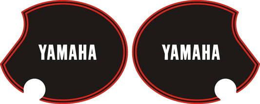 Side Cover Decal Set 'YAMAHA' - White Lettering - Glossy Black/Red Stripes - TT-Style Side Covers or XT500 '80-