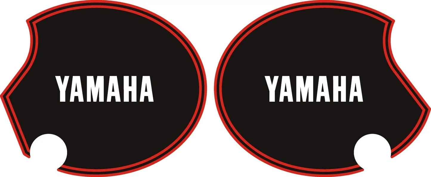 Side Cover Decal Set 'YAMAHA' - White Lettering - Glossy Black/Red Stripes - XT500 '80-