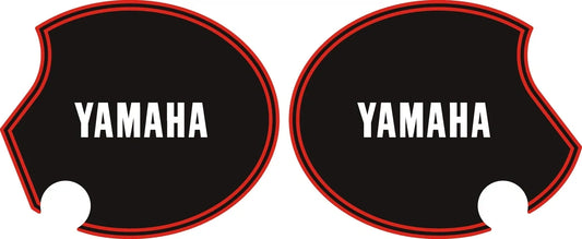 Side Cover Decal Set 'YAMAHA' - White Lettering - Glossy Black/Red Stripes - XT500 '80-