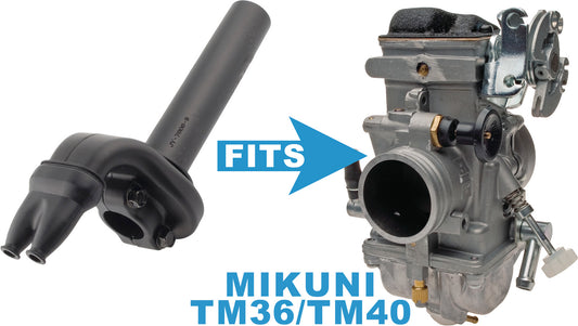 Throttle Tube Assembly - Black - (opens throttle medium-fast/domino replica) - TT500 SR500 XT500 Mikuni TM36/40 Universal application