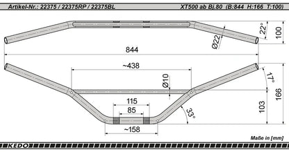 Replica Handlebar - Chrome Plated - XT250 XT500