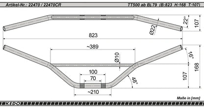 Replica Handlebars - Flat Black - TT500 XT250 XT500 DT125/MX Universal