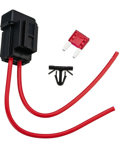 *NEW ITEM* Mini Flat Fuse Holder, 10A (incl. spare fuse - expansion rivet mounting for 6mm hole) - XT500 TT500 SR500 Universal