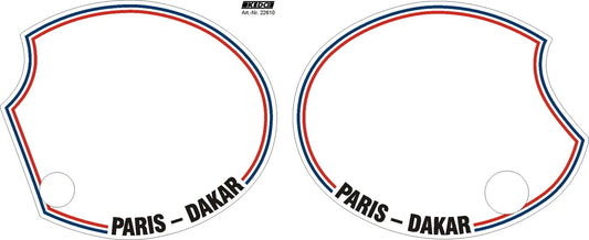 Side Cover Decal Set - White Background - Paris-Dakar/Red + Blue Stripes - XT500 -'79 TT500 -'78