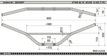 Replica Handlebar - Chrome Plated, High version - XT500 '76