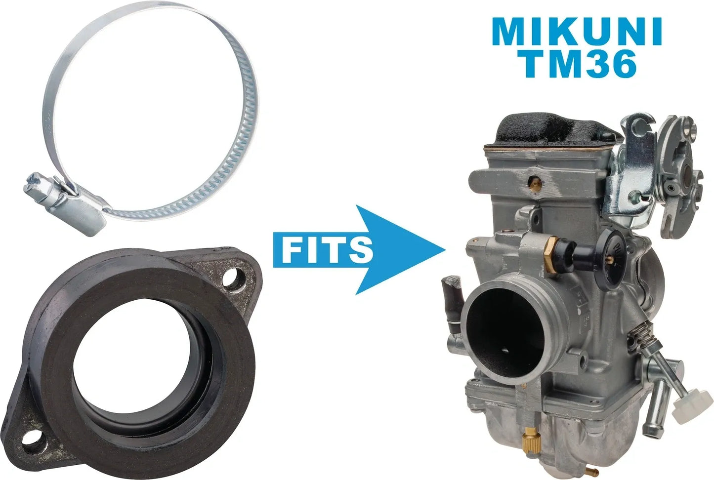 Intake Manifold - for TM36 Carburetor, incl. Clamp - Mikuni TM36 SR500 TT500 XT500