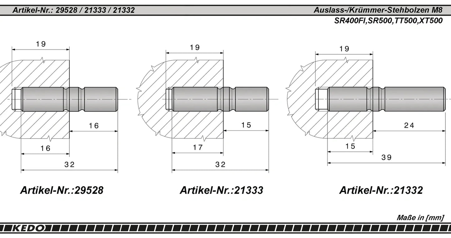 Exhaust Header Stud - M8 - XT500 TT500 SR500