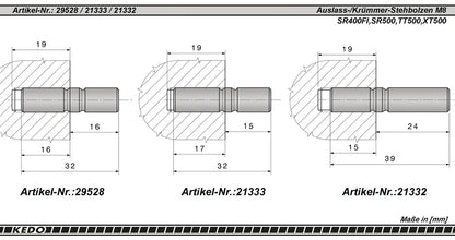 Exhaust Header Stud - M8 - XT500 TT500 SR500