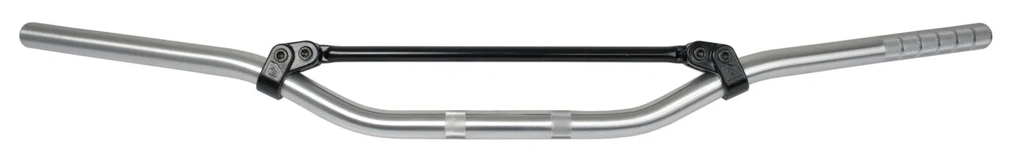 Aluminum Handlebar 'Cross' - Flat, Slight Offset (with bolted on Brace/Strut), Silver - XT500 XT600/Z MT03 XTZ660 XT660R/X XTZ750 TDM850 TDM900 Universal