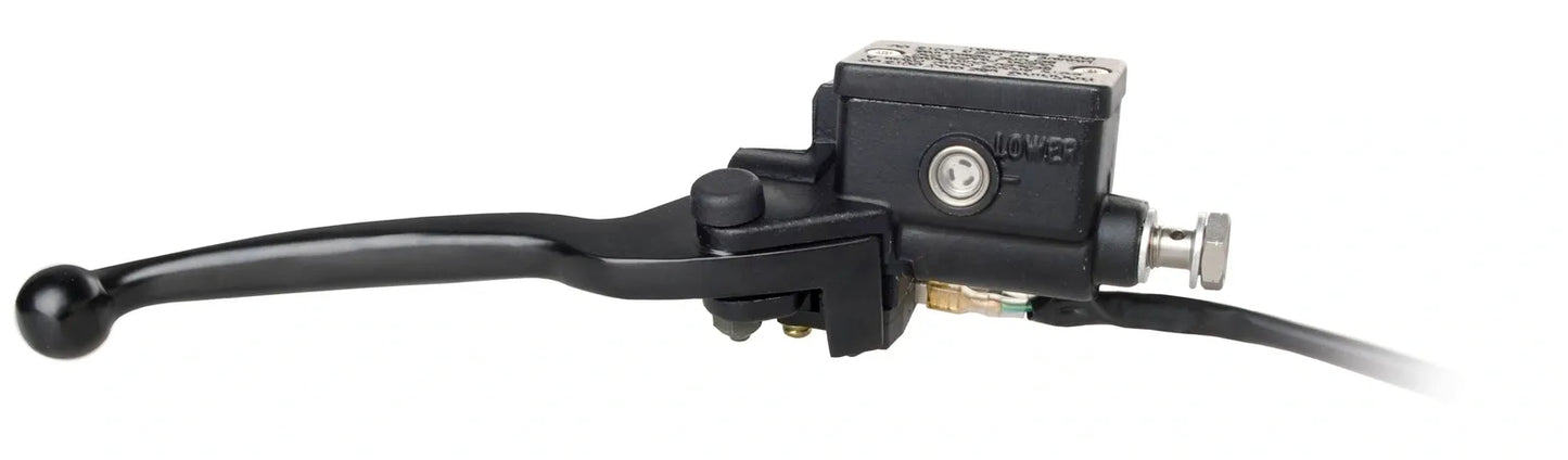 Front Brake Master Cylinder Assembly - 13mm - with Black Aluminum Lever/Brake Light Switch - Stainless Steel Banjo - SR500 XT600