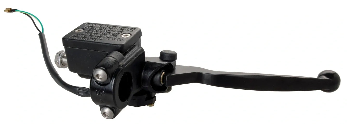 Front Brake Master Cylinder Assembly - 13mm - with Black Aluminum Lever/Brake Light Switch - Stainless Steel Banjo - SR500 XT600