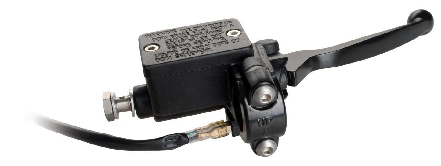 Front Brake Master Cylinder Assembly - 13mm - with Black Aluminum Lever/Brake Light Switch - Stainless Steel Banjo - SR500 XT600