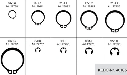 KEDO Circlip Set 7-30 mm - 10 Sizes/2 Shapes - 5 Pieces each - Universal Misc. YAMAHA Models