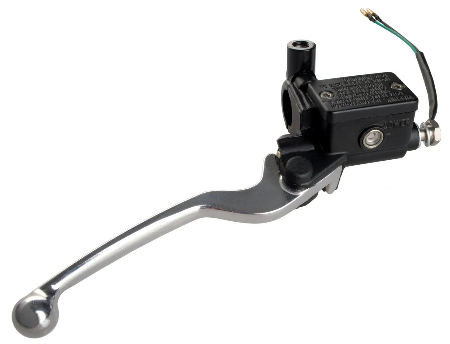 Front Brake Master Cylinder Assembly - 1/2" - with Silver Aluminum Lever/Brake Light Switch/Clamp for M10 Mirror Thread - Stainless Steel Banjo - SR500 XT600