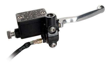 Front Brake Master Cylinder Assembly - 1/2" - with Silver Aluminum Lever/Brake Light Switch/Clamp for M10 Mirror Thread - Stainless Steel Banjo - SR500 XT600