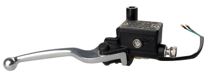 Front Brake Master Cylinder Assembly - 1/2" - with Silver Aluminum Lever/Brake Light Switch/Clamp for M10 Mirror Thread - Stainless Steel Banjo - SR500 XT600
