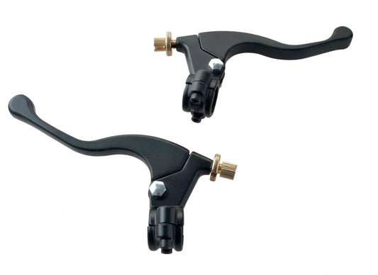 TT/Cross Handlebar Controls - Black Aluminum (Brake & Clutch Perch --> (2-Finger-Levers, NO Mirror Threads or Brake Light Switch) - TT500 TT600 TT350 Universal