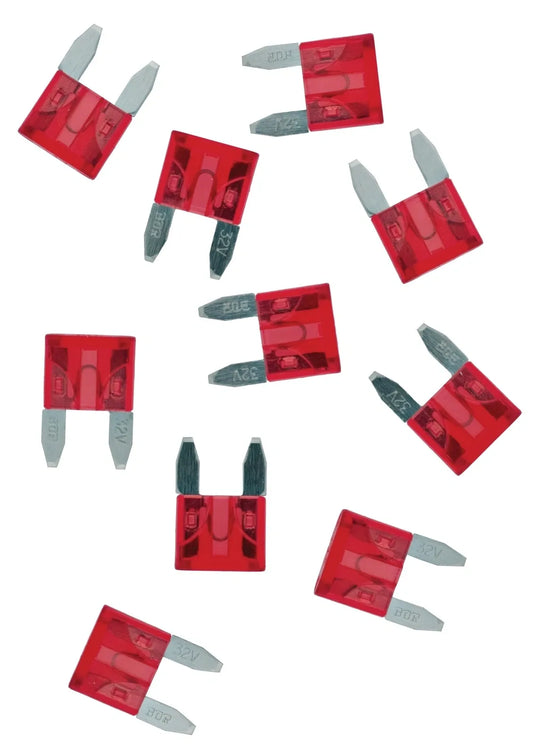 10A Mini Blade-type Fuse, Red - 10 Pack - XT500 TT500 SR500 Universal