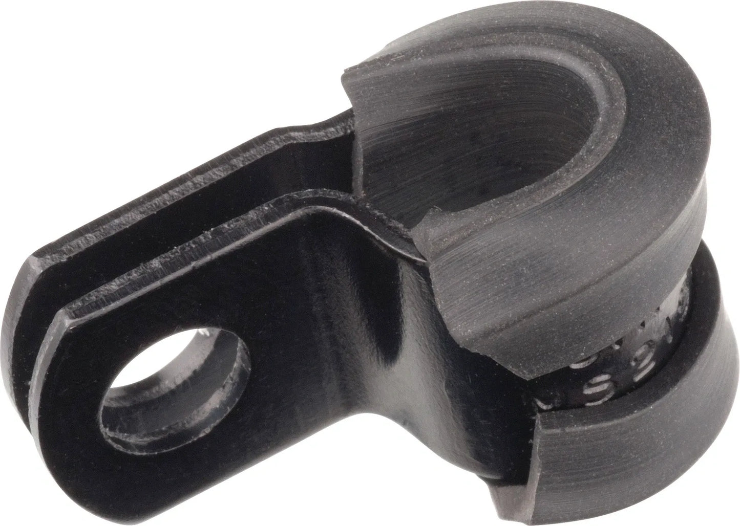 Cable Guide/Bracket for Brake Lines/Cables - up to 9 mm Diameter, 6 mm Mount Hole - Black Anodized Aluminum - Rubberized - Universal