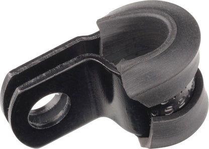 Cable Guide/Bracket for Brake Lines/Cables - up to 9 mm Diameter, 6 mm Mount Hole - Black Anodized Aluminum - Rubberized - Universal