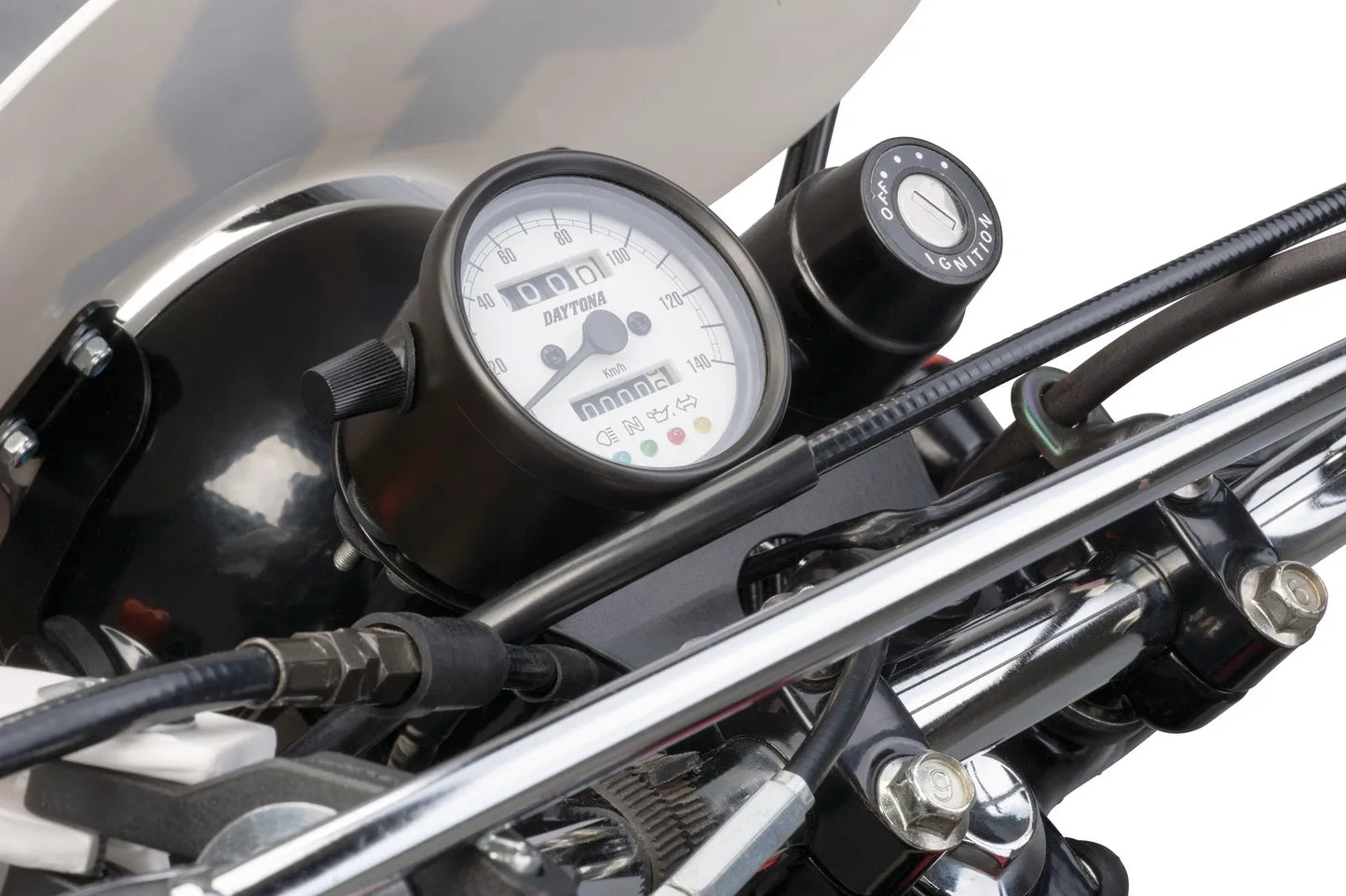 Speedometer and Ignition Switch Bracket Set - 'Pure' - Stainless Steel Powder Coated - XT500 TT500