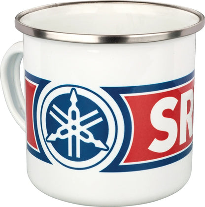 Nostalgia Mug 'SR500' - with SR500 and Tuning Fork Logo - Red/White/Blue in Gift Box - Enamel with Metal Rim - SR500 TT500 XT500 Universal