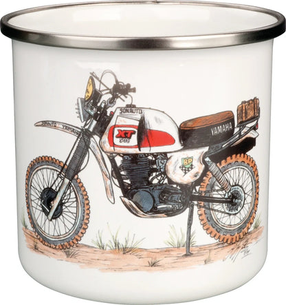 Nostalgia Mug 'XT500 Paris-Dakar' - in Gift Box - Enamel with Metal Rim - XT500 TT500 SR500 Universal